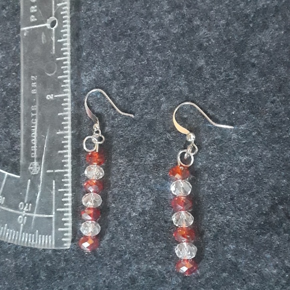 RedOrange&Crystal faceted Earrings!!!! - Picture 3 of 3